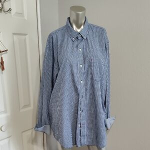 Izod Men's Navy Gingham Shirt XL